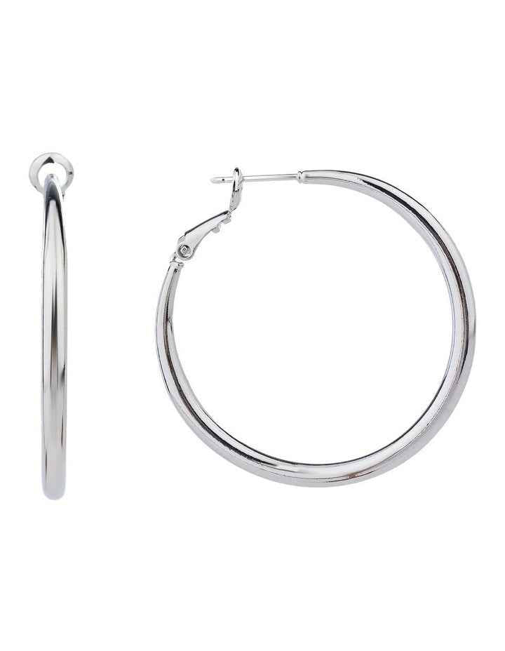 Sculpted Crescent Hoops Earring in Silver GJEE093M