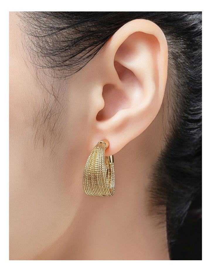 Strand Hoop Earrings GJEE102M in Gold