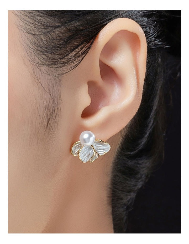 Enamel Petal Peral Studs GJEE112M in Gold