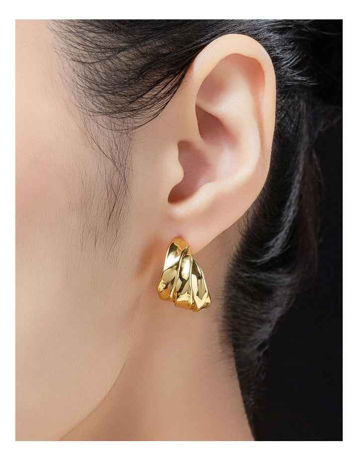 Chunky Sculpted Hoops Earrings GJEE1123M in Gold