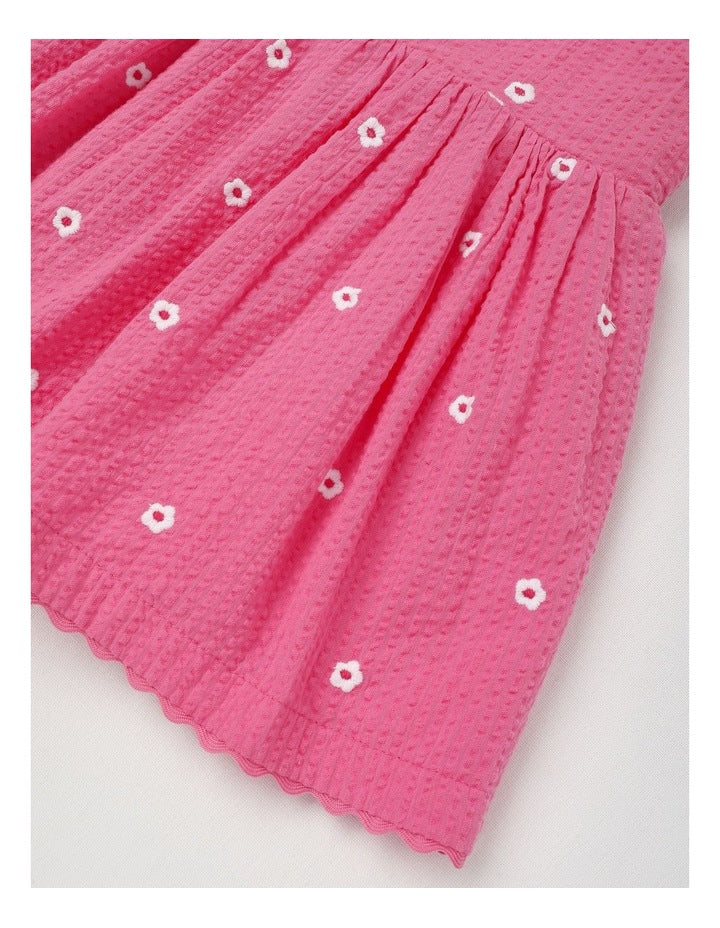 Daisy Rick Rack Pinafore Set in Bright Pink