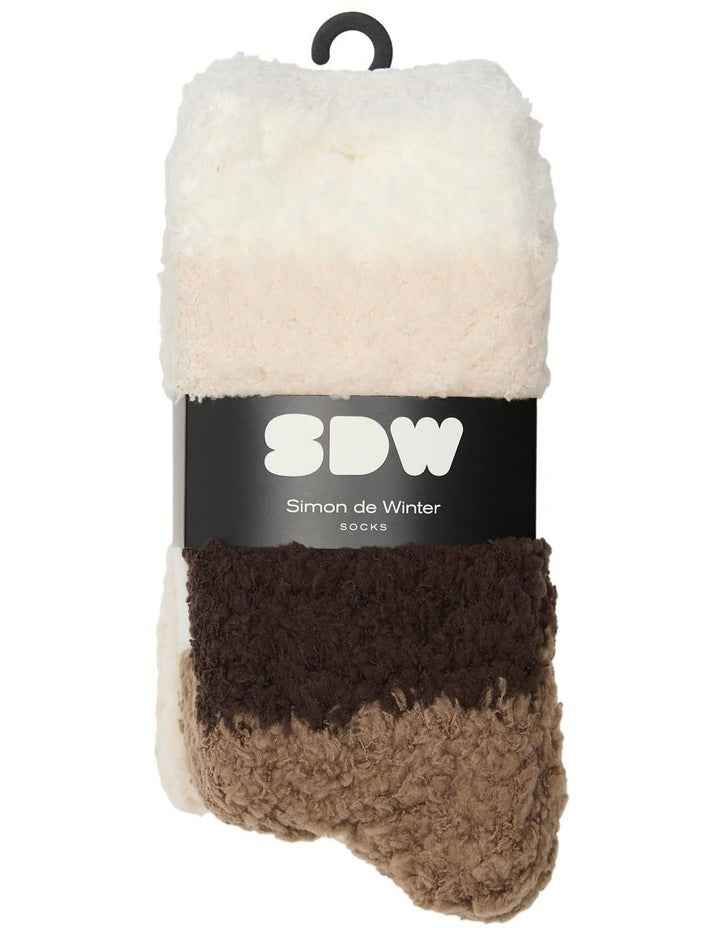 Fluffy Yarn Stripe Socks 2 Pack in Multi