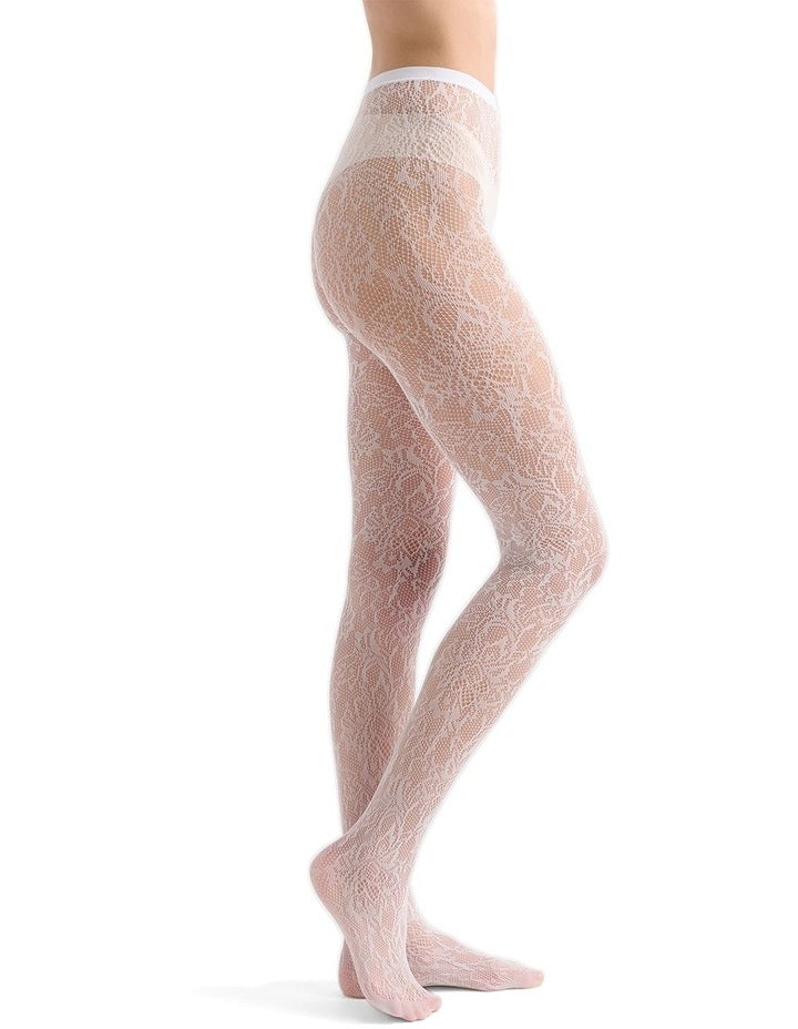 Lace Illusion Tight in White