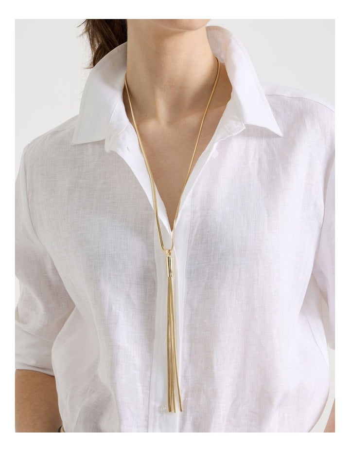 Snake Chain Lariat in Gold