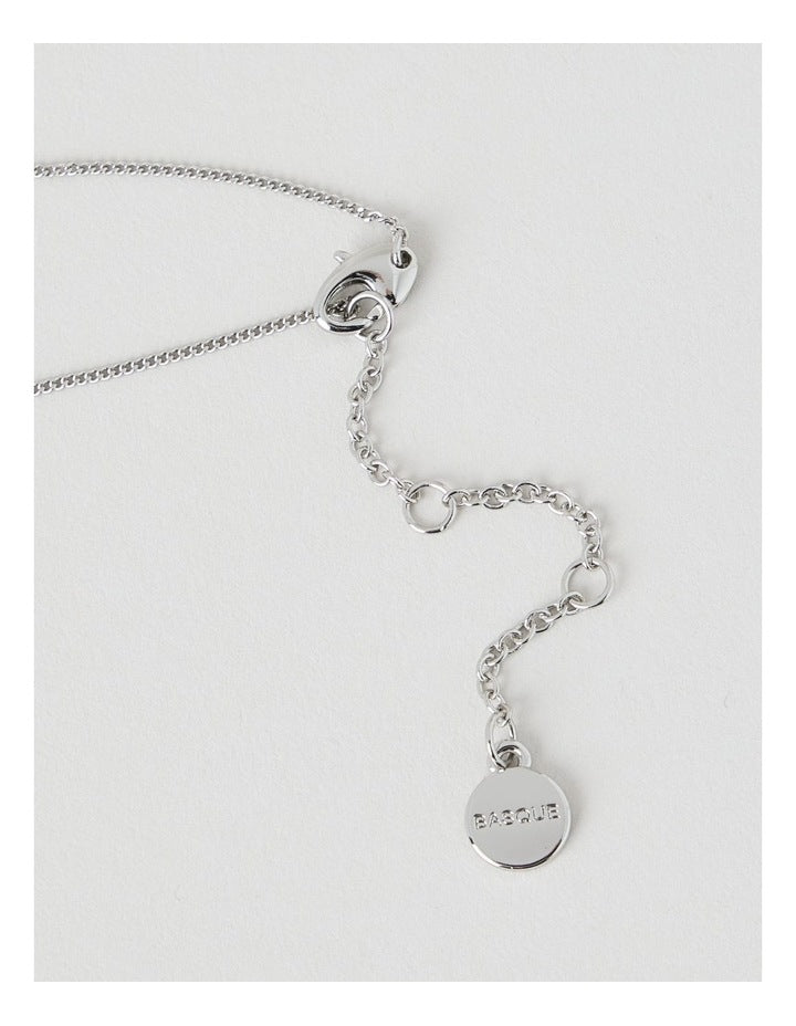 Silver Diamante Studded Circle Necklace