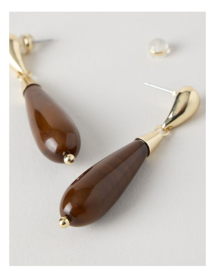 Tiger Eye Resin Drop Earrings
