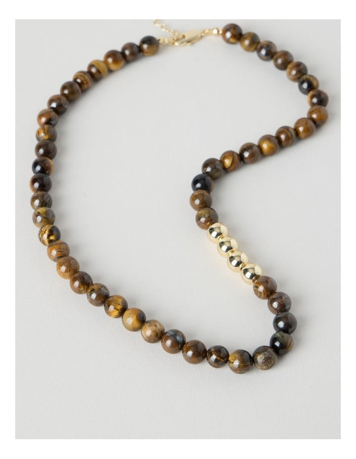 Stone Beaded Necklace with Tiger Eye