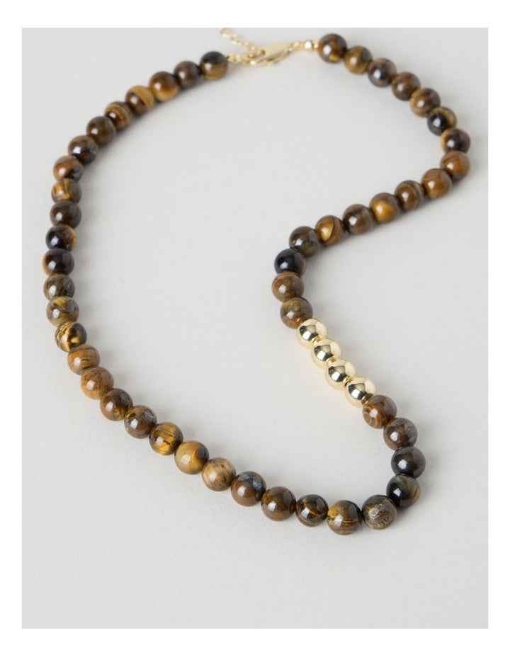 Stone Beaded Necklace with Tiger Eye