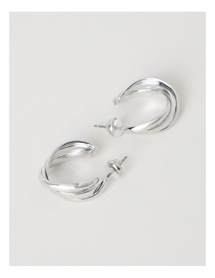 Texture Hoop Earring in Silver