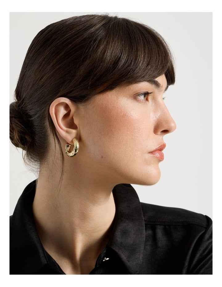 Chunky Twist Hoops in Gold