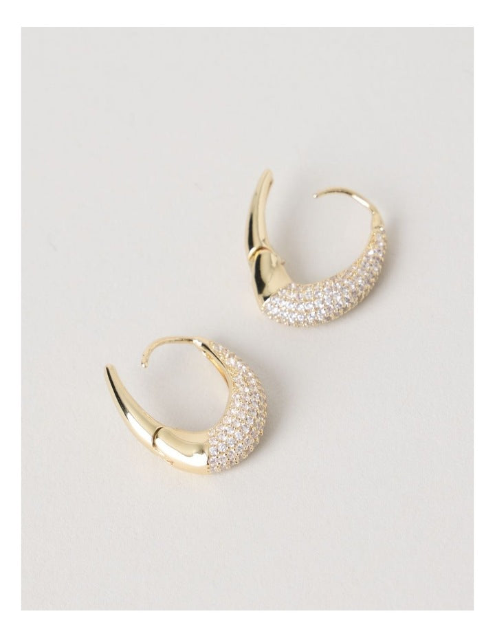 Twisted Diamante Hoops in Gold