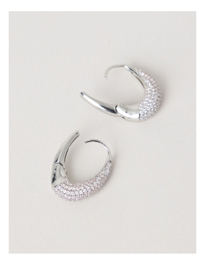 Twisted Diamante Hoops in Silver