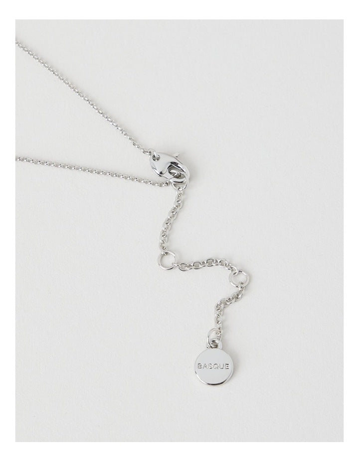 Silver Twisted Diamante Pendant Necklace