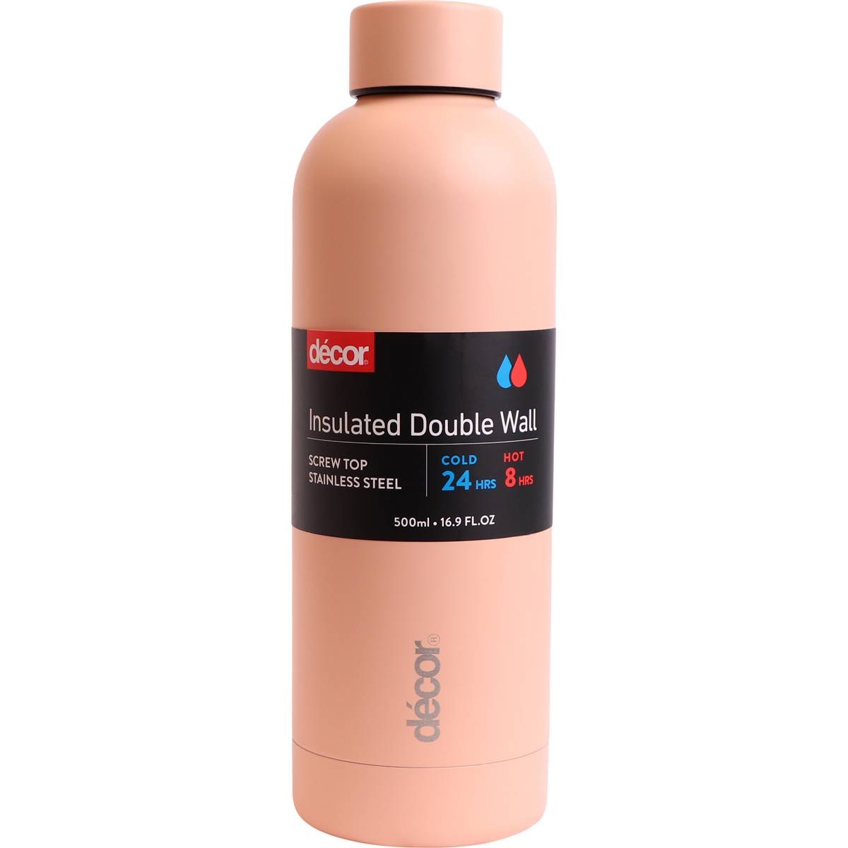 Decor Screw Top Double Wall Water Drink Bottle 500mL Assorted each