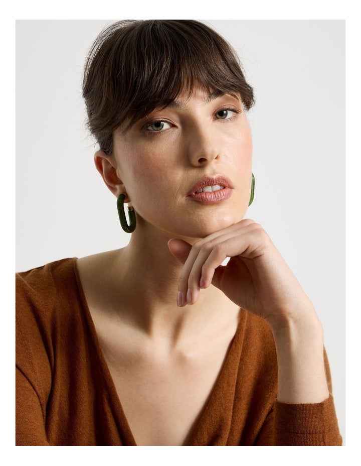 Forest Resin Hoop Earrings in Green