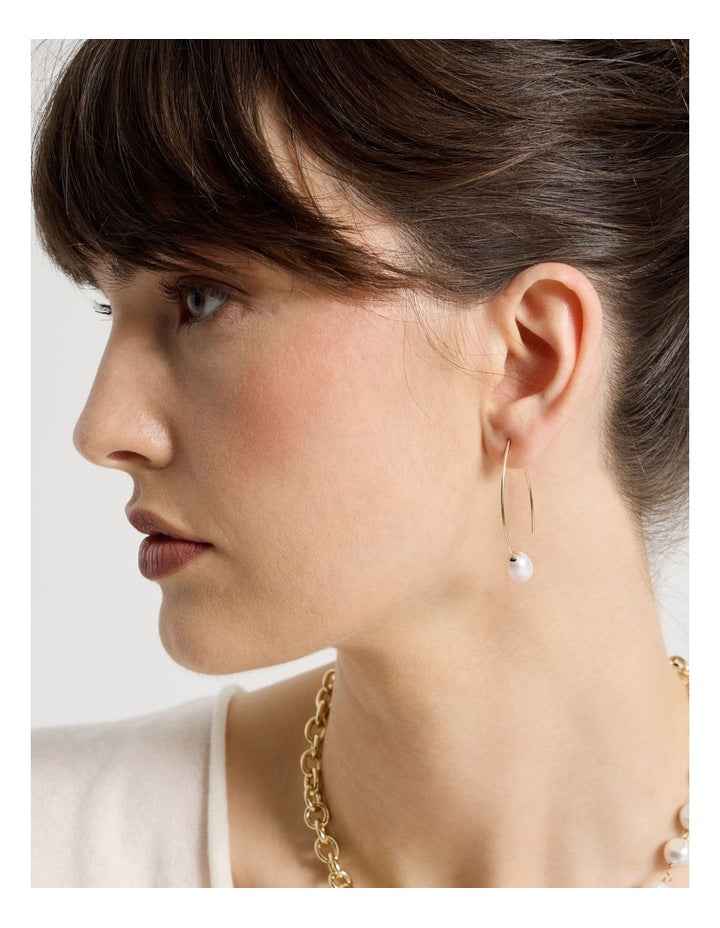 Gold and Pearl Hook Earrings
