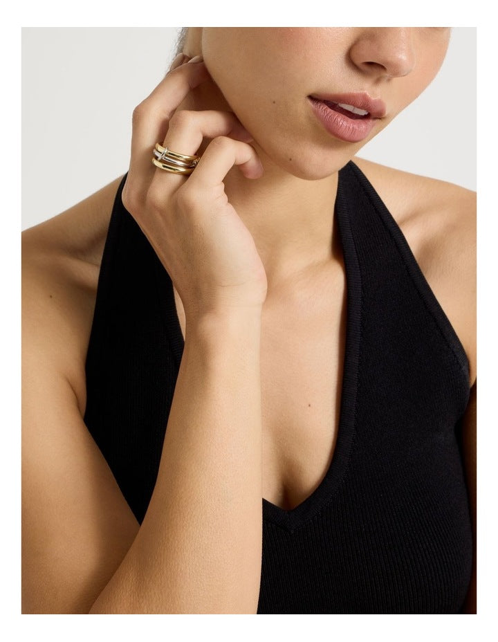 Two Tone Rings 3-Pack in Silver and Gold