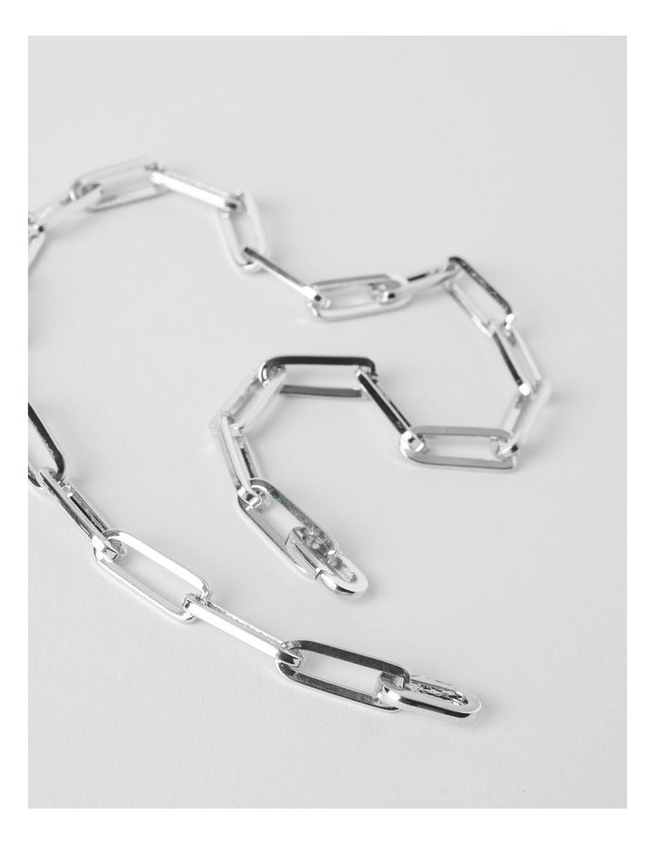 Chain Lariat Necklace in Silver