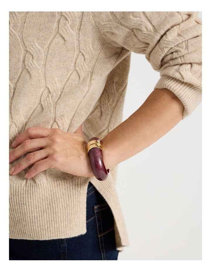 Hinged Bangle in Burgundy