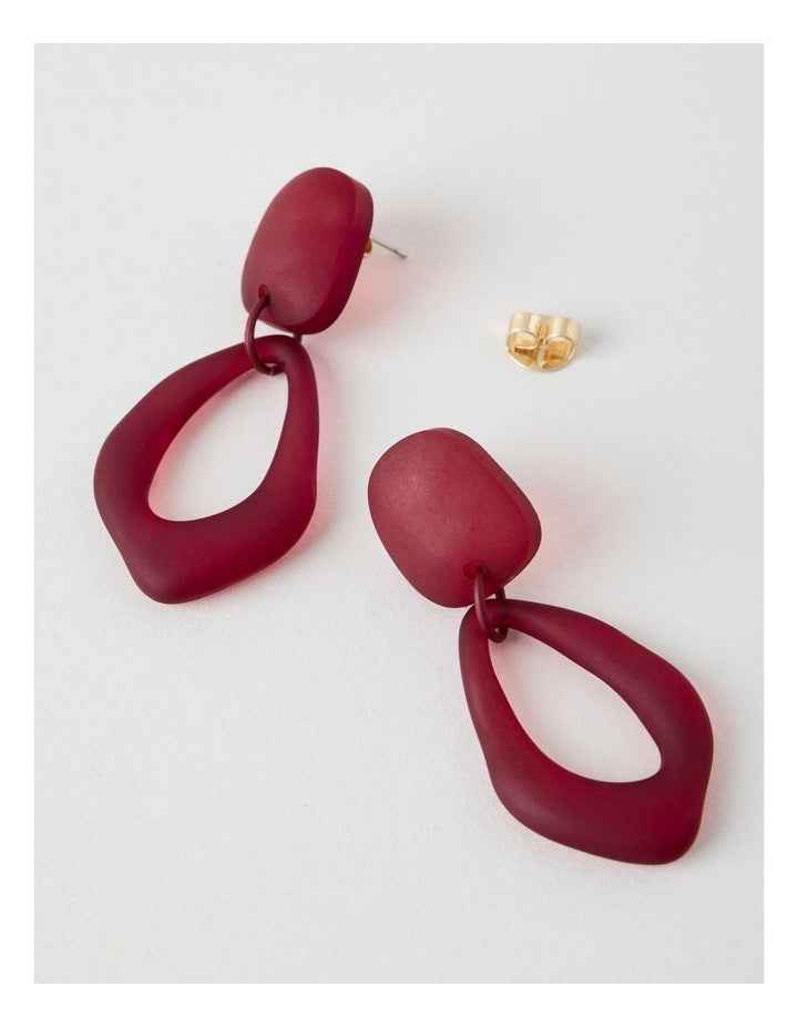 Organic Drop Earrings in Burgundy