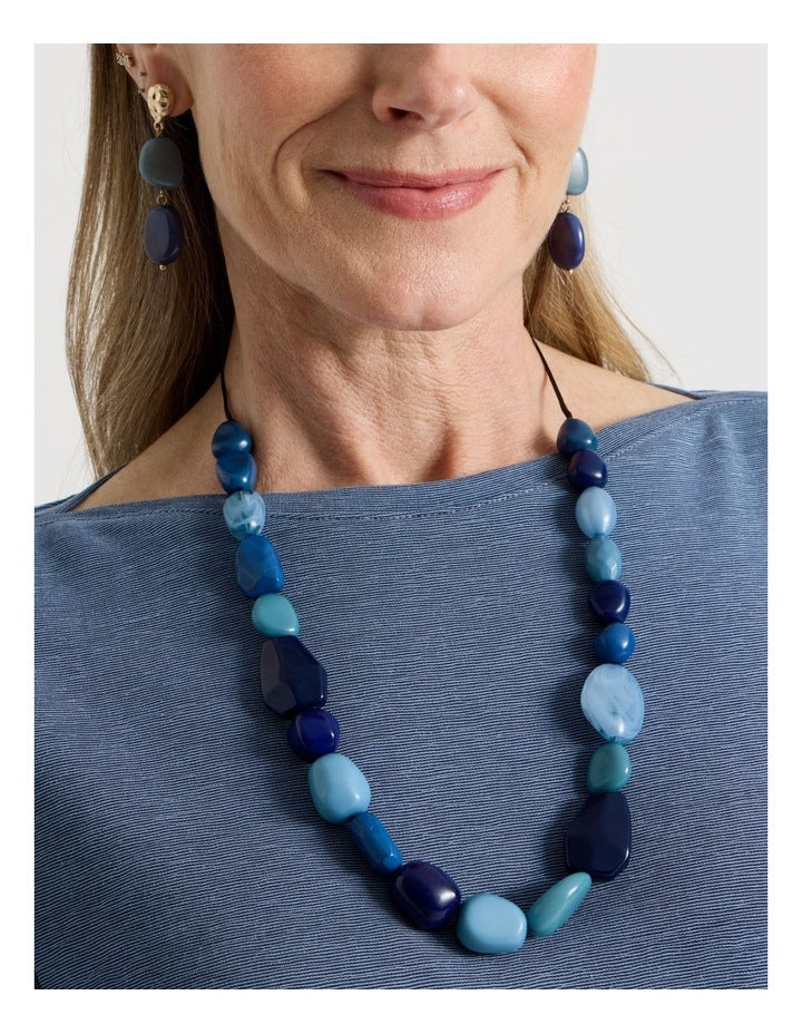 Multi Stone Necklace in Navy