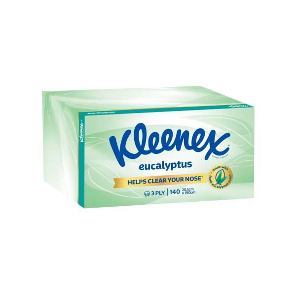 KLEENEX 3PLY WELLBEING FACIAL TISSUES EUCALYPTUS 140 PACK