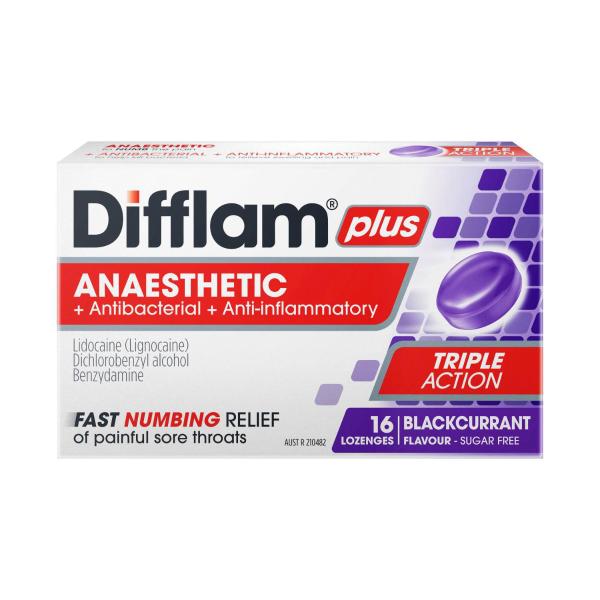 DIFFLAM PLUS ANAESTHETIC BLACKCURRANT LOZENGES
