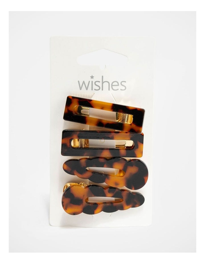 Wishes Tortoiseshell Hair Clip Set of 4