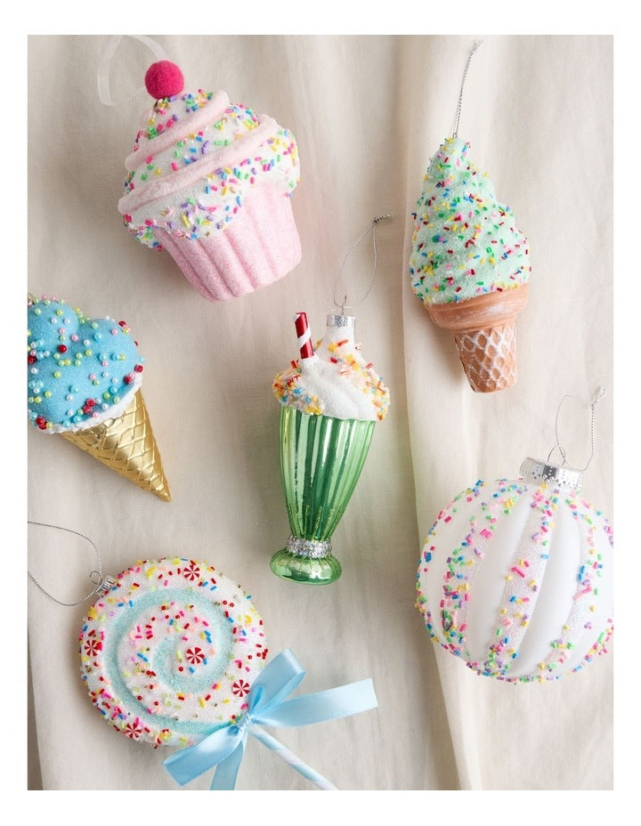 Nostalgia Christmas Glass Milkshake Ornament in Green: 14cm