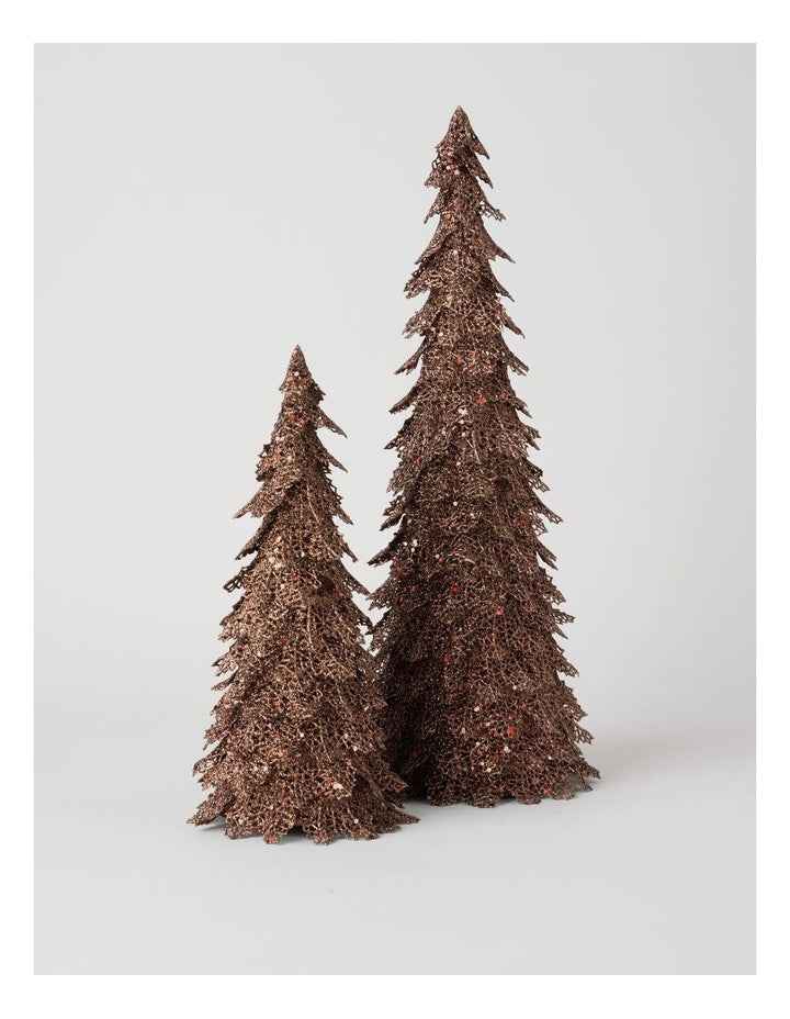 Harvest Glitter Triangle Leaf Table Tree Decoration in Bronze: 30cm