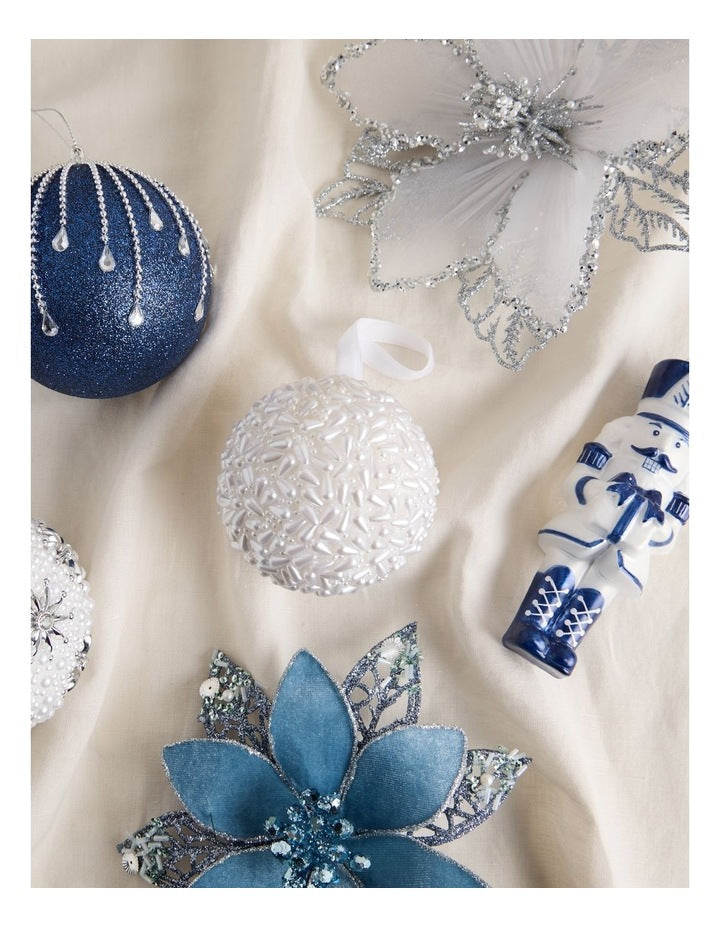 Luxe Christmas Plastic Pearl Bauble in White: 8cm