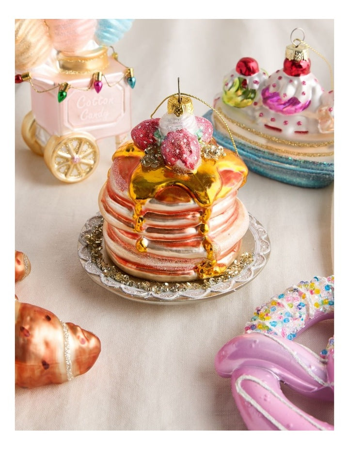 Nostalgia Christmas Glass Pancake Stack Ornament in Brown: 10cm