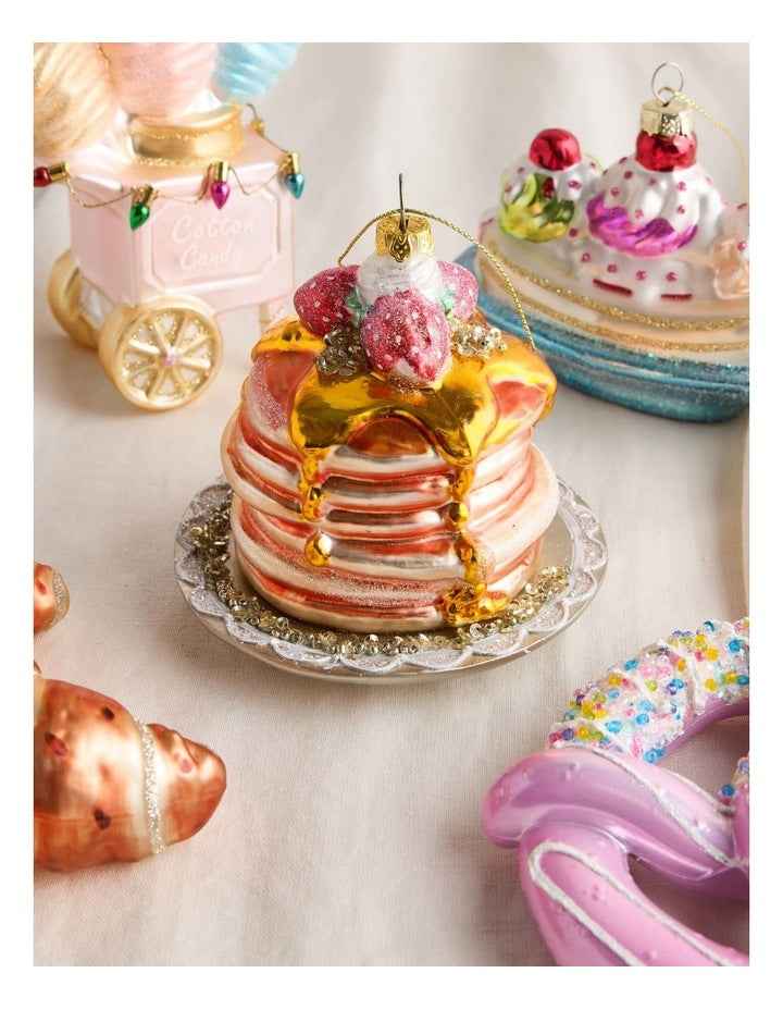 Nostalgia Christmas Glass Pancake Stack Ornament in Brown: 10cm