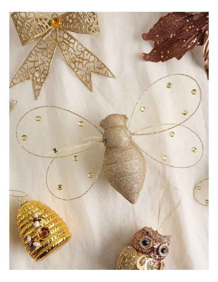 Harvest Christmas Plastic Oversized Glitter Bee in Gold: 25cm