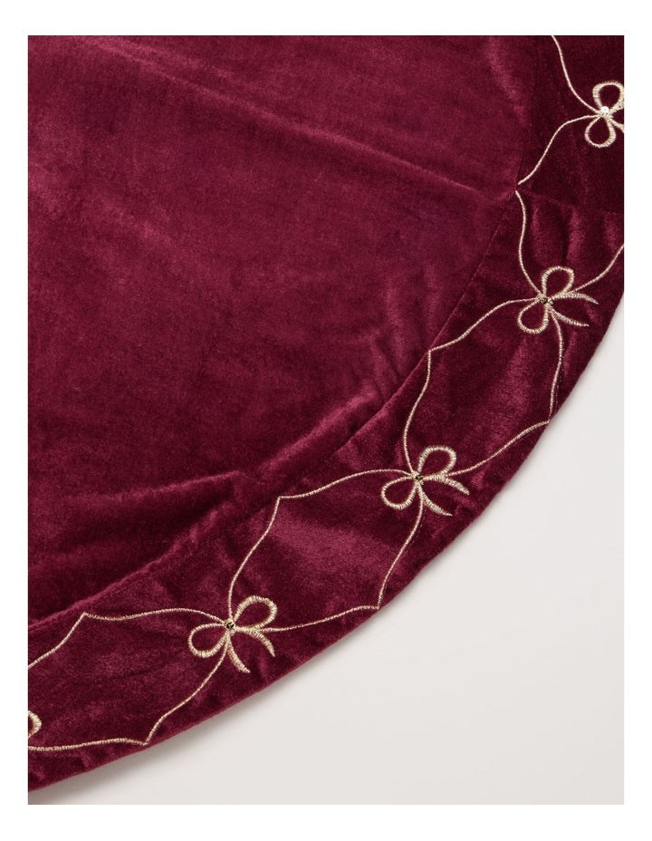 Heirloom Velvet Bows & Sequins Tree Skirt in Red: 120cm