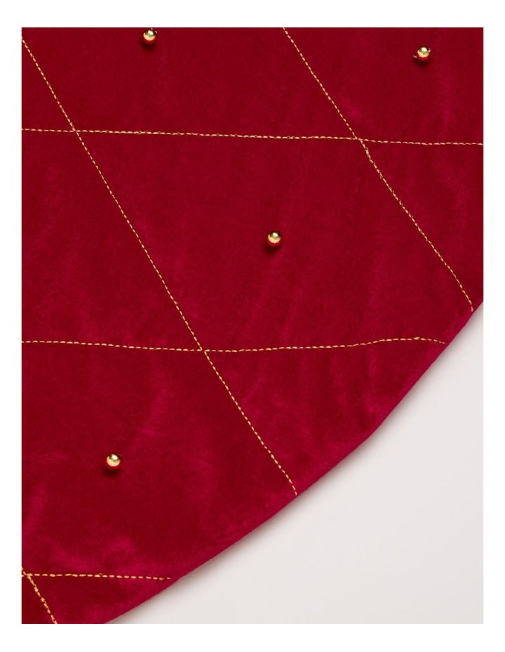 Heirloom Quilted Tree Skirt in Red: 120cm
