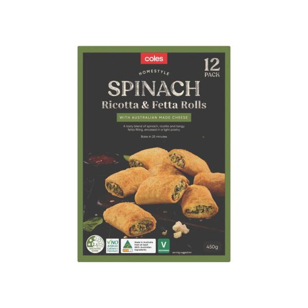 COLES SPINACH FETA & RICOTTA ROLL 450G