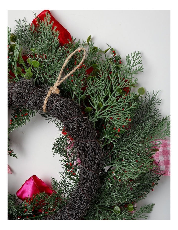 Nostalgia Christmas Wreath with Bows in Multicolour: 50cm