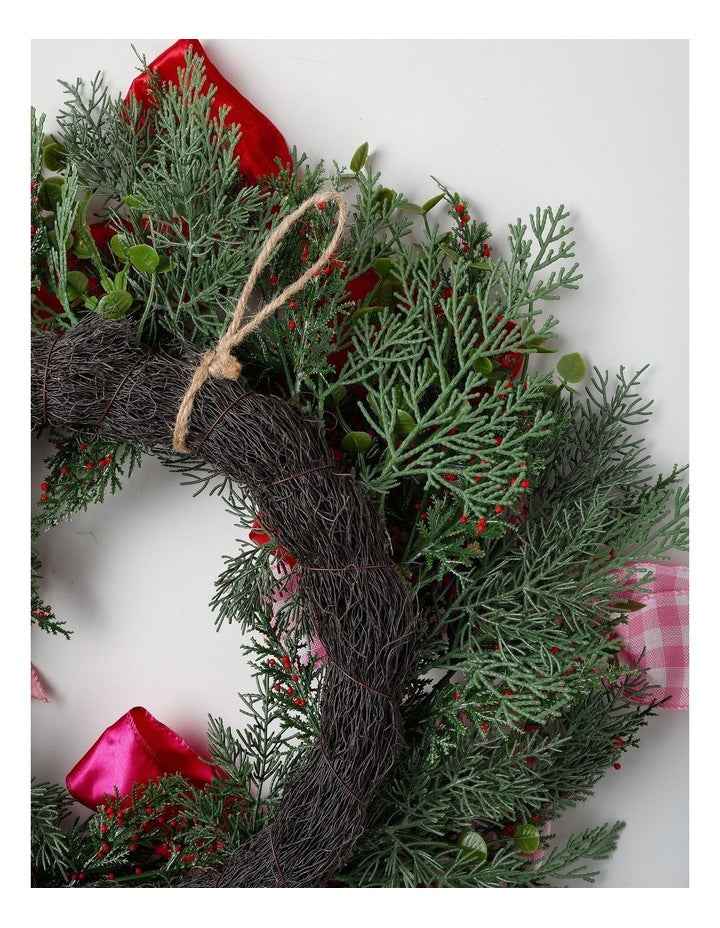 Nostalgia Christmas Wreath with Bows in Multicolour: 50cm