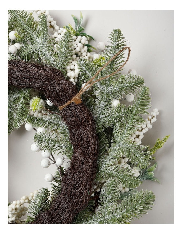 Harvest Christmas Pinecones & Frosted Berries Wreath in Green: 60cm