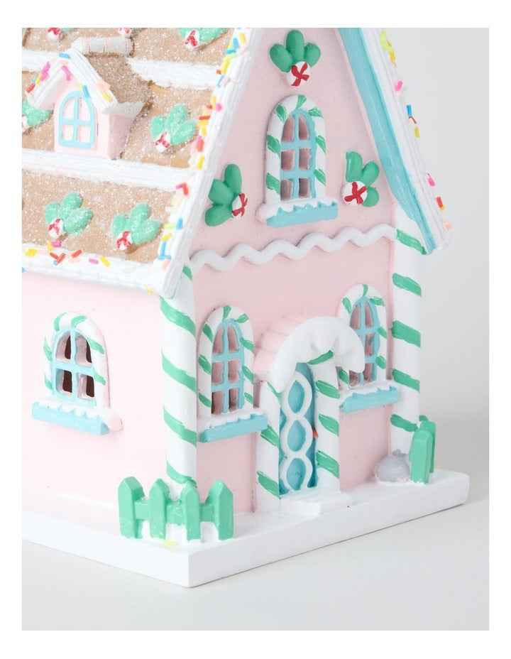 Nostalgia Resin Gingerbread House with LED in Multi: 22cm