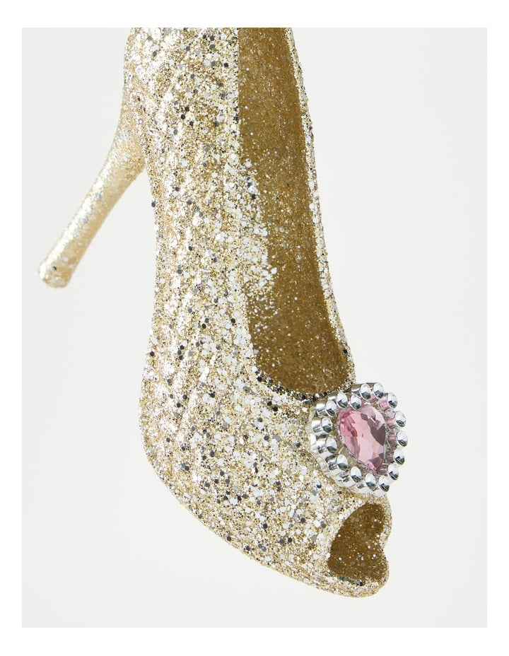 Luxe Christmas Plastic High Heel with Gem Ornament in Champagne: 12cm