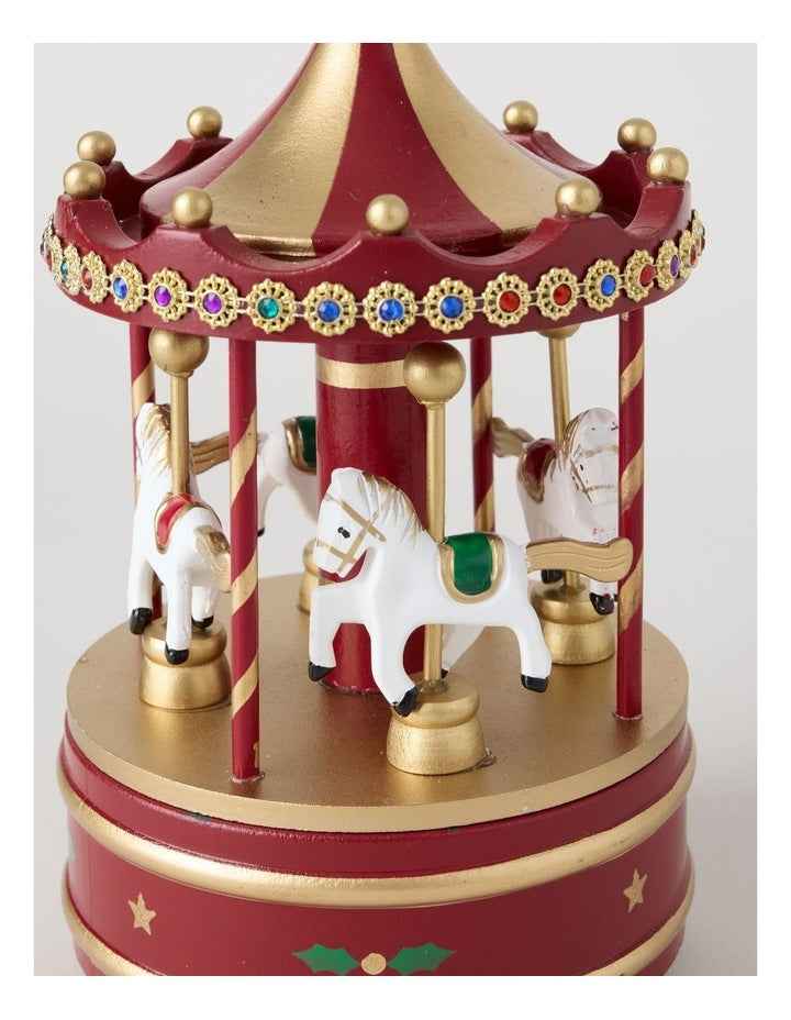 Heirloom Carousel with Musical Decoration in Red: 24cm