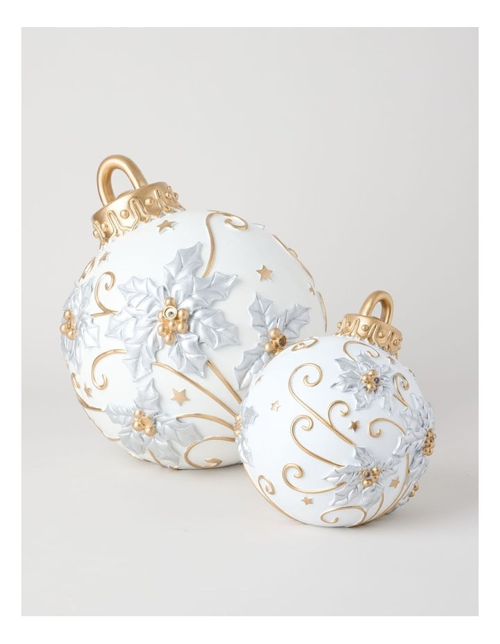 Luxe Poly Oversized Ornament Decor in White: 30cm