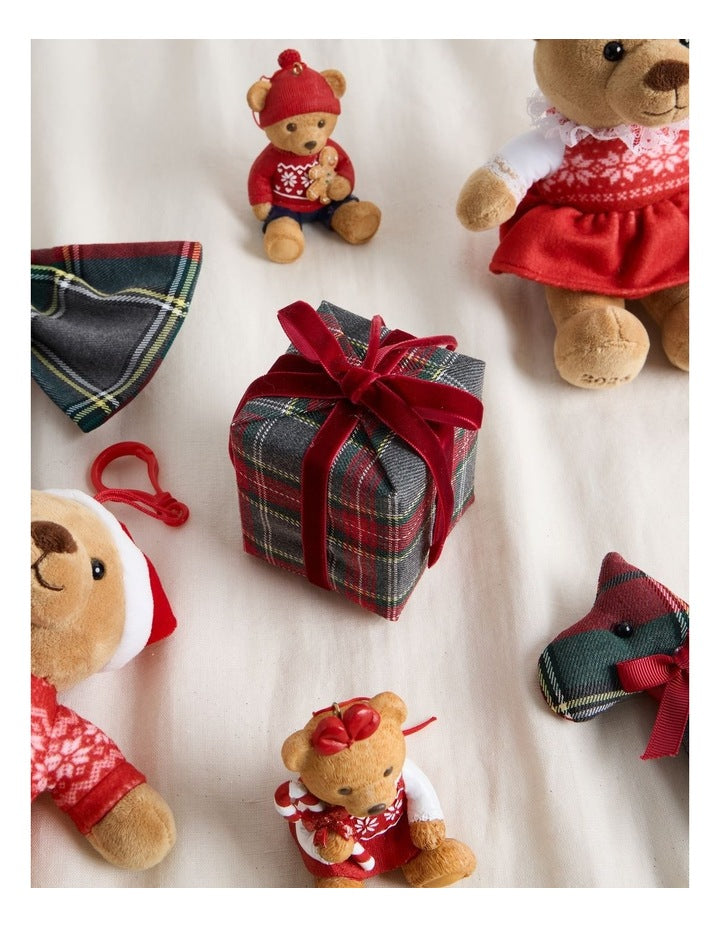 Heirloom Fabric Tartan Present Ornament in Multi: 8cm