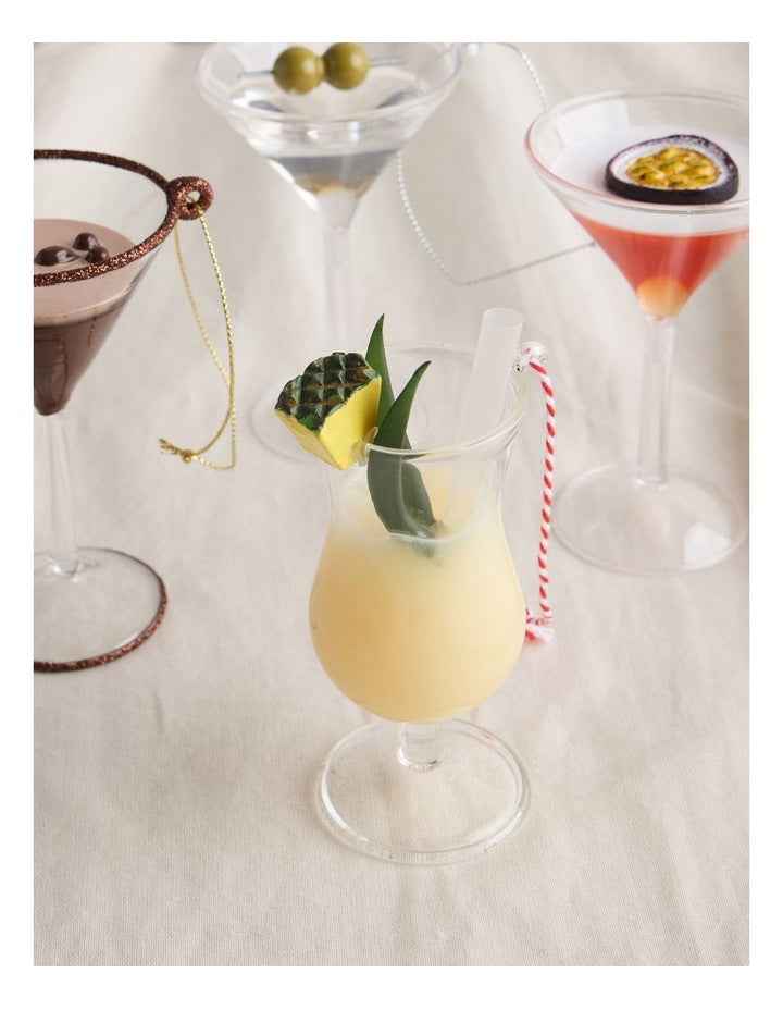 Nostalgia Christmas Glass Pina Colada Ornament in Yellow and Green: 11cm