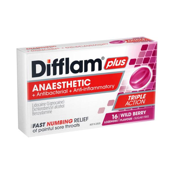 DIFFLAM PLUS ANAESTHETIC LOZENGES BERRY FLAVOUR