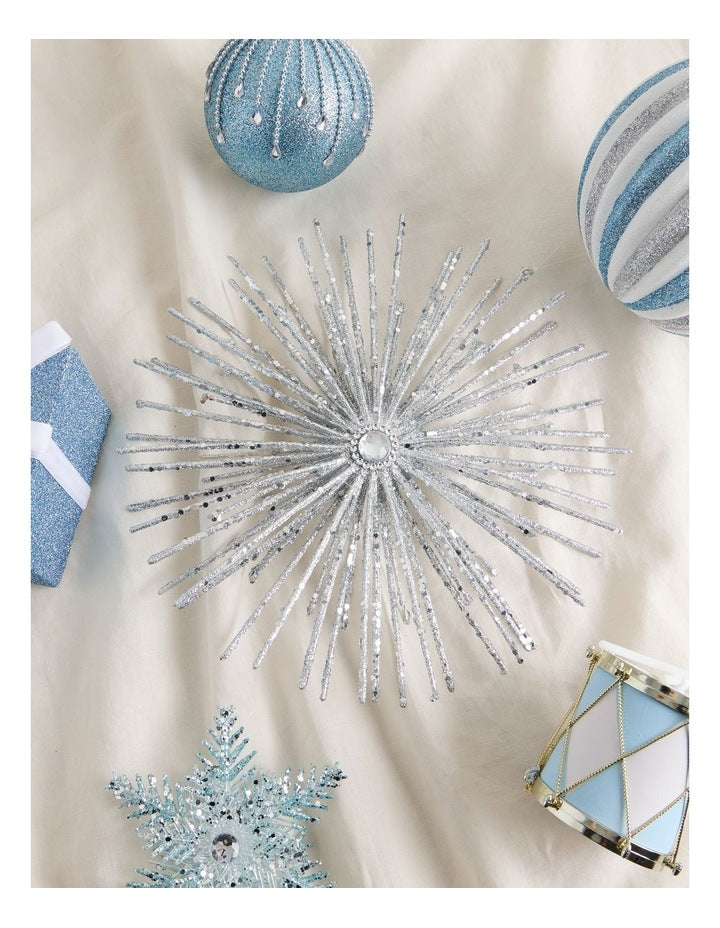 Luxe Christmas Oversized Glitter Snowflake Ornament in Silver: 27cm