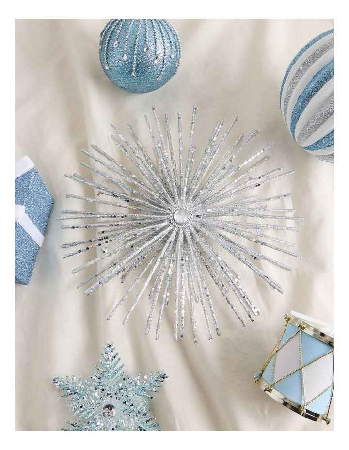 Luxe Christmas Oversized Glitter Snowflake Ornament in Silver: 27cm