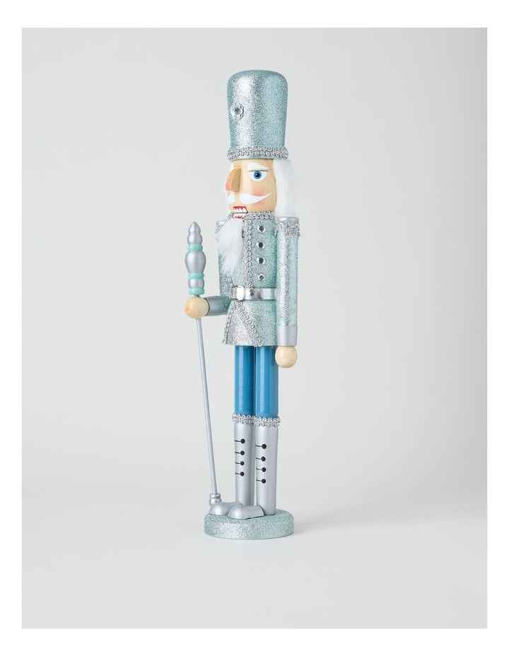 Luxe Wooden Oversized Glittered Nutcracker in Blue: 50cm